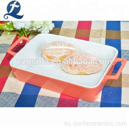 Stoneware de color seguro de horno Bandeja para hornear de cerámica rectangular